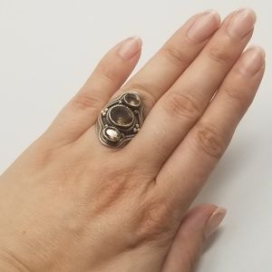 Sterling Silver Smokey Quartz  Statement Ring size 8